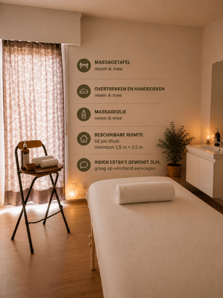 Wat je nodig hebt voor een massage aan huis bij Wellbeing Moments